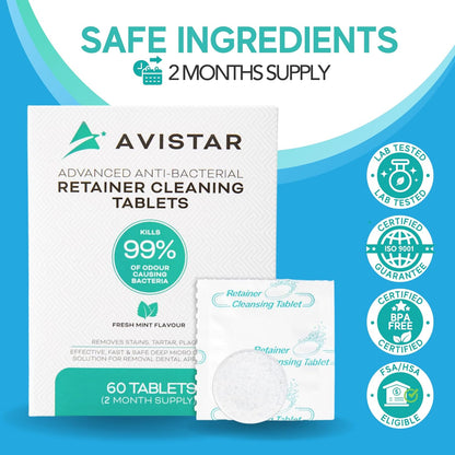 Minty Fresh Retainer & Mouth Guard Cleaning Tablets - FSA HSA Approved Oral Care for Invisalign, Dentures, and Night Guards