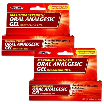 Maximum Strength Oral Analgesic Gel - 20% Benzocaine (2 Pack) - Fast Relief for Mouth Pain!