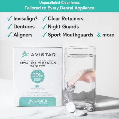 Minty Fresh Retainer & Mouth Guard Cleaning Tablets - FSA HSA Approved Oral Care for Invisalign, Dentures, and Night Guards