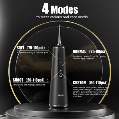 Ultimate Cordless Water Flosser - Professional Dental Oral Irrigator with 4 Modes, 300ml Tank, 8 Jet Tips, LED Display, IPX7 Waterproof - Perfect for Home, Office & Travel - Sleek Black Design