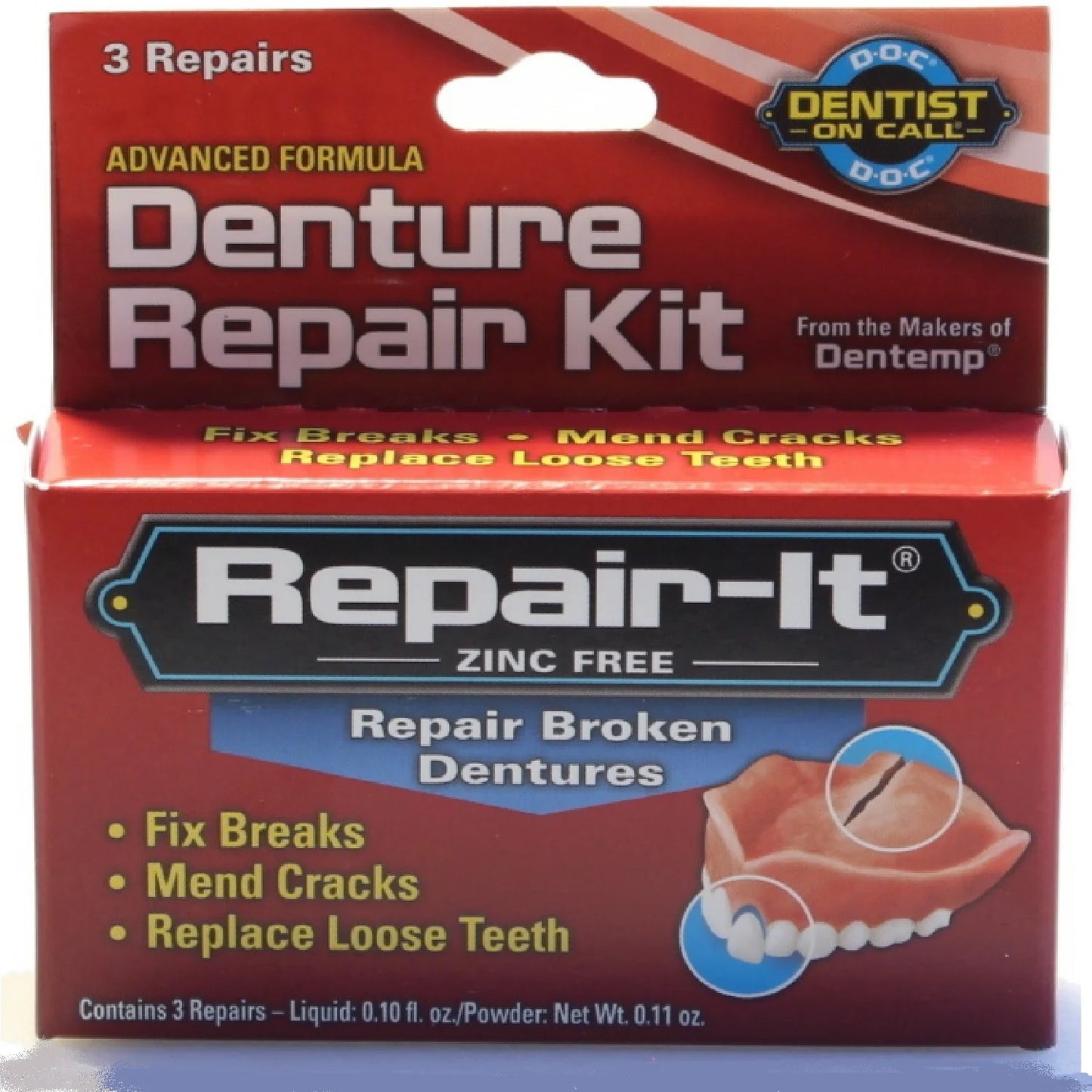 D.O.C. Advanced Denture Repair Kit - 3 Pack for Quick & Easy Fixes