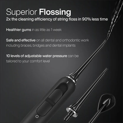 Home Dental Center PRO - Advanced Electric Toothbrush & Water Flosser Bundle, ADA Approved - Sleek Black Design