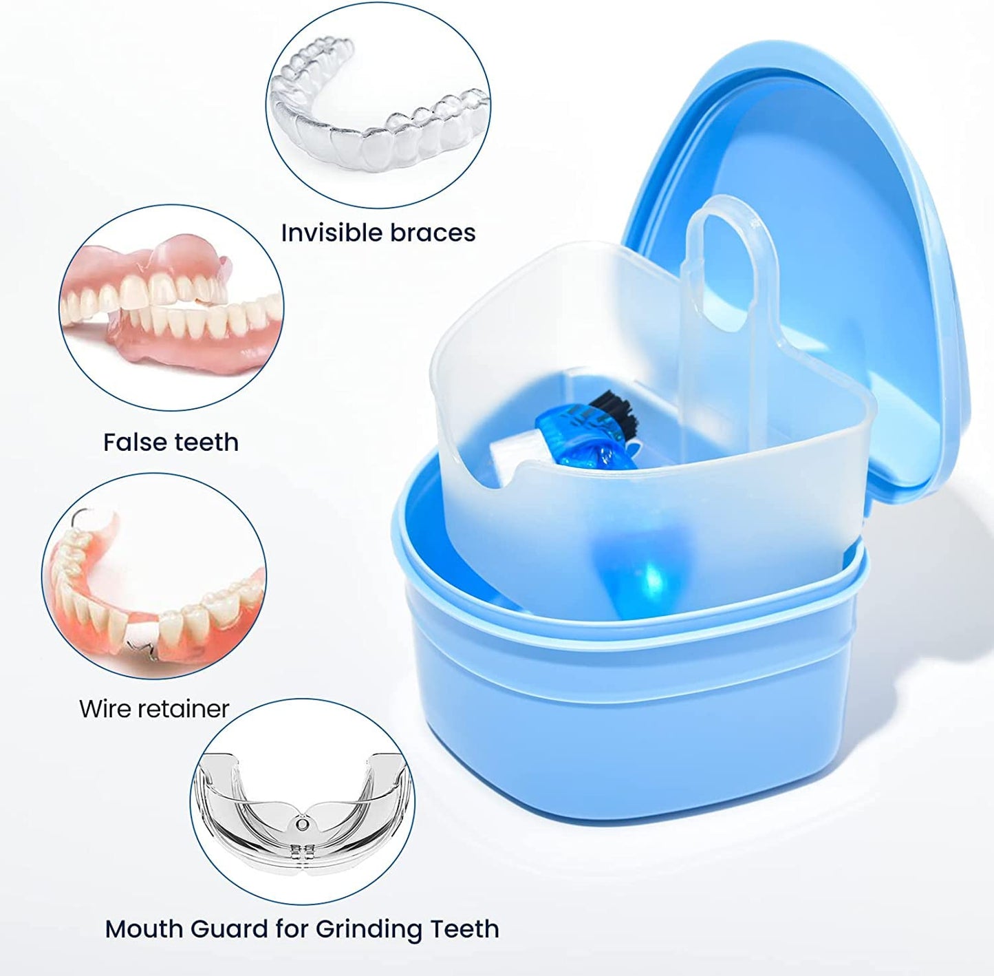 Ultimate Professional Denture Cleaning Kit - Includes Case & Brush (Blue)